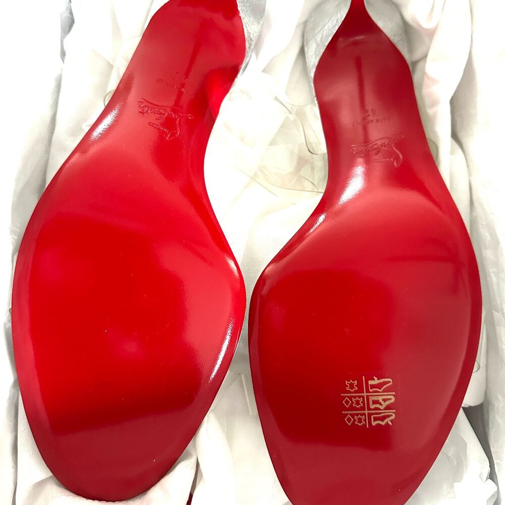 Christian Louboutin JUST NOTHING 55 Leather Mule Sandal Heels Slides Shoes - Picture 14 of 16